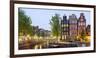 Houses Along Canal at Dusk at Intersection of Herengracht and Brouwersgracht, Amsterdam-null-Framed Photographic Print