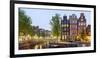 Houses Along Canal at Dusk at Intersection of Herengracht and Brouwersgracht, Amsterdam-null-Framed Photographic Print