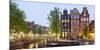 Houses Along Canal at Dusk at Intersection of Herengracht and Brouwersgracht, Amsterdam-null-Mounted Photographic Print