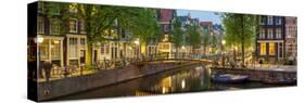 Houses Along Canal at Dusk at Intersection of Herengracht and Brouwersgracht-null-Stretched Canvas