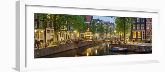 Houses Along Canal at Dusk at Intersection of Herengracht and Brouwersgracht-null-Framed Photographic Print