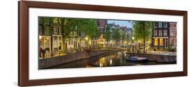 Houses Along Canal at Dusk at Intersection of Herengracht and Brouwersgracht-null-Framed Photographic Print