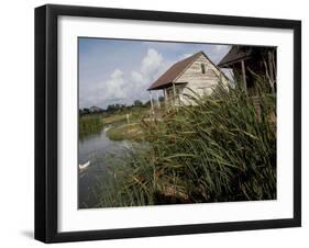 Houses Along the Louisiana Bayou are Seen-null-Framed Premium Photographic Print