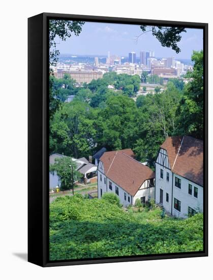Houses Amid Trees and City Skyline in the Background, of Birmingham, Alabama, USA-Robert Francis-Framed Stretched Canvas