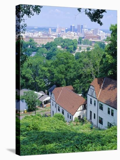 Houses Amid Trees and City Skyline in the Background, of Birmingham, Alabama, USA-Robert Francis-Stretched Canvas