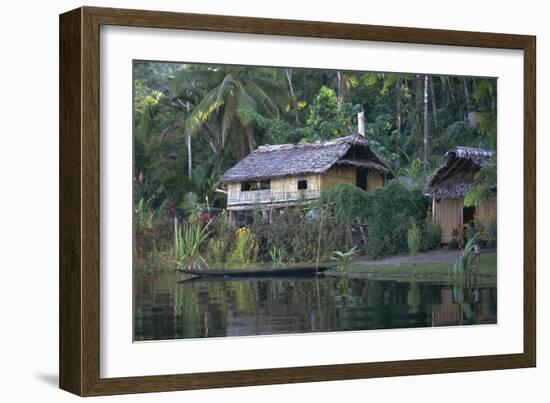 Houses and Boat, Sepik River, Papua New Guinea-Sybil Sassoon-Framed Photographic Print