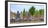 Houses and Boats Along the Herengracht Canal, Amsterdam, North Holland, Netherlands-null-Framed Photographic Print