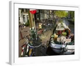Houses and Bridge Along the Canal Belt, Amsterdam, Netherlands-Keren Su-Framed Photographic Print