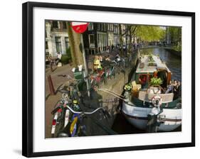 Houses and Bridge Along the Canal Belt, Amsterdam, Netherlands-Keren Su-Framed Photographic Print