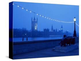 Houses and Parliament from Across the Thames, London, England, United Kingdom-Nick Wood-Stretched Canvas