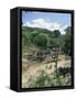 Houses and People Walking in Dry River Bed Caused by Erosion, Near Petionville, Haiti, West Indies-Lousie Murray-Framed Stretched Canvas