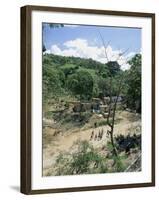 Houses and People Walking in Dry River Bed Caused by Erosion, Near Petionville, Haiti, West Indies-Lousie Murray-Framed Photographic Print