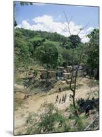 Houses and People Walking in Dry River Bed Caused by Erosion, Near Petionville, Haiti, West Indies-Lousie Murray-Mounted Photographic Print