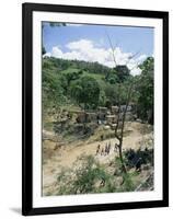 Houses and People Walking in Dry River Bed Caused by Erosion, Near Petionville, Haiti, West Indies-Lousie Murray-Framed Photographic Print