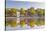 Houses and Shops Reflecting in a Pond, Cologne, North Rhine-Westphalia, Germany, Europe-Julian Elliott-Stretched Canvas