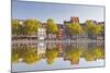 Houses and Shops Reflecting in a Pond, Cologne, North Rhine-Westphalia, Germany, Europe-Julian Elliott-Mounted Photographic Print