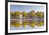 Houses and Shops Reflecting in a Pond, Cologne, North Rhine-Westphalia, Germany, Europe-Julian Elliott-Framed Photographic Print