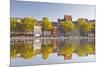 Houses and Shops Reflecting in a Pond, Cologne, North Rhine-Westphalia, Germany, Europe-Julian Elliott-Mounted Photographic Print