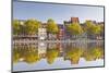 Houses and Shops Reflecting in a Pond, Cologne, North Rhine-Westphalia, Germany, Europe-Julian Elliott-Mounted Photographic Print