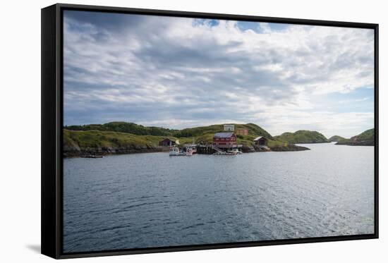 Houses and Small Harbor on Island in Northern Norway-Lamarinx-Framed Stretched Canvas