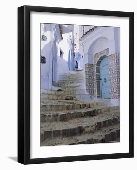 Houses and Steps in Chefchaouen (Chaouen) (Chechaouen), Rif Region, Morocco, Africa-Bruno Morandi-Framed Photographic Print