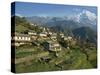 Houses and Terraced Fields at Gurung Village, Ghandrung, with Annapurna South, Himalayas, Nepal-Waltham Tony-Stretched Canvas