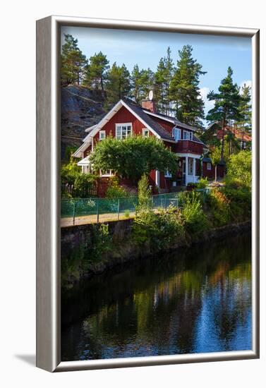 Houses at Lennartsfors by the Dalsland Canal, on Lelång Lake, Dalsland, Värmlands län, Sweden-Andrea Lang-Framed Photographic Print