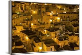 Houses at Night in the Sassi Area of Matera, Basilicata, Italy, Europe-Martin-Framed Photographic Print