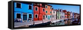 Houses at the Waterfront, Burano, Venetian Lagoon, Venice, Italy-null-Framed Stretched Canvas