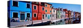 Houses at the Waterfront, Burano, Venetian Lagoon, Venice, Italy-null-Stretched Canvas