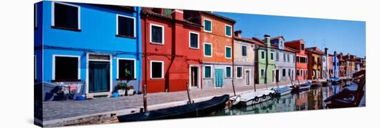 Houses at the Waterfront, Burano, Venetian Lagoon, Venice, Italy-null-Stretched Canvas