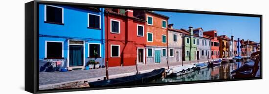 Houses at the Waterfront, Burano, Venetian Lagoon, Venice, Italy-null-Framed Stretched Canvas