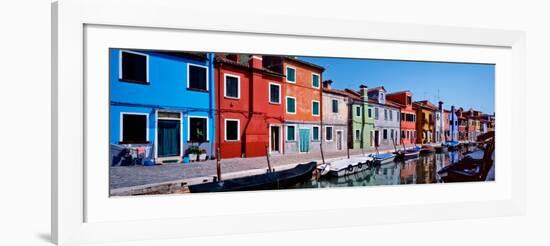 Houses at the Waterfront, Burano, Venetian Lagoon, Venice, Italy-null-Framed Premium Photographic Print