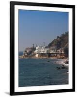 Houses at the Waterfront, Malibu, Los Angeles County, California, USA-null-Framed Premium Photographic Print