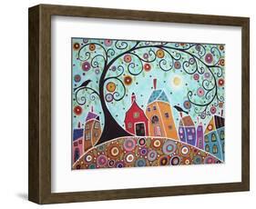 Houses Barn Birds & Swirl Tree-Karla Gerard-Framed Giclee Print