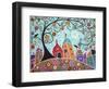 Houses Barn Birds & Swirl Tree-Karla Gerard-Framed Giclee Print