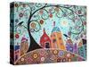 Houses Barn Birds & Swirl Tree-Karla Gerard-Stretched Canvas