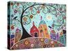 Houses Barn Birds & Swirl Tree-Karla Gerard-Stretched Canvas