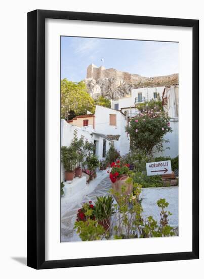 Houses Below Acropolis, Athens, Greece-Peter Adams-Framed Premium Photographic Print