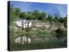 Houses Beside the Comford Mill Pond, Matlock, Derbyshire, England, United Kingdom-Tony Waltham-Stretched Canvas