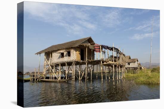 Houses Built on Stilts in the Village of Nampan on the Edge of Inle Lake-Lee Frost-Stretched Canvas