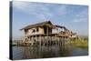 Houses Built on Stilts in the Village of Nampan on the Edge of Inle Lake-Lee Frost-Stretched Canvas