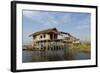 Houses Built on Stilts in the Village of Nampan on the Edge of Inle Lake-Lee Frost-Framed Photographic Print