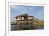 Houses Built on Stilts in the Village of Nampan on the Edge of Inle Lake-Lee Frost-Framed Photographic Print