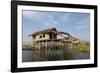 Houses Built on Stilts in the Village of Nampan on the Edge of Inle Lake-Lee Frost-Framed Photographic Print