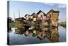 Houses Built on Stilts in the Village of Nampan on the Edge of Inle Lake-Lee Frost-Stretched Canvas