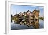 Houses Built on Stilts in the Village of Nampan on the Edge of Inle Lake-Lee Frost-Framed Photographic Print