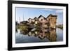 Houses Built on Stilts in the Village of Nampan on the Edge of Inle Lake-Lee Frost-Framed Photographic Print