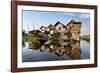 Houses Built on Stilts in the Village of Nampan on the Edge of Inle Lake-Lee Frost-Framed Photographic Print