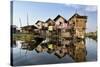 Houses Built on Stilts in the Village of Nampan on the Edge of Inle Lake-Lee Frost-Stretched Canvas